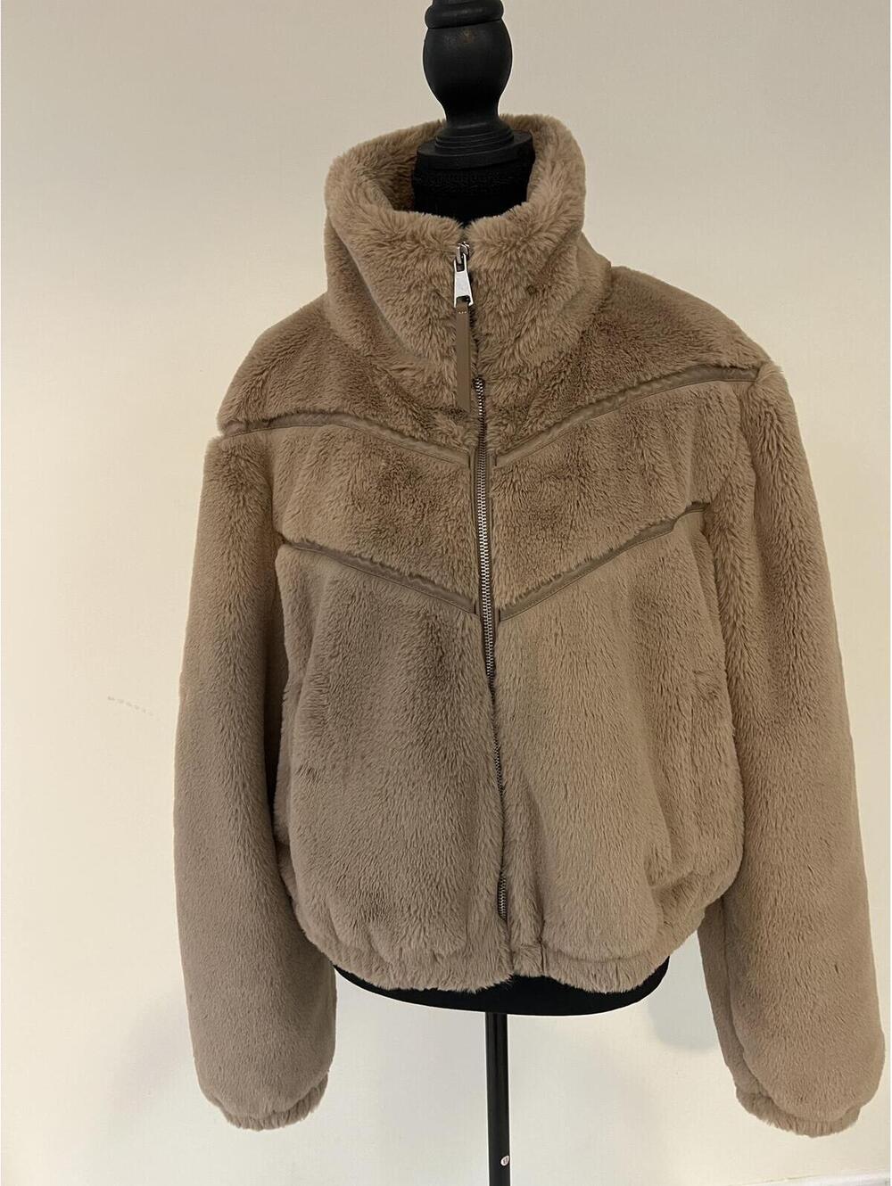Bagatelle Collection Faux Fur Teddy Jacket Women’s XL Taupe Zip Front Plush Coat